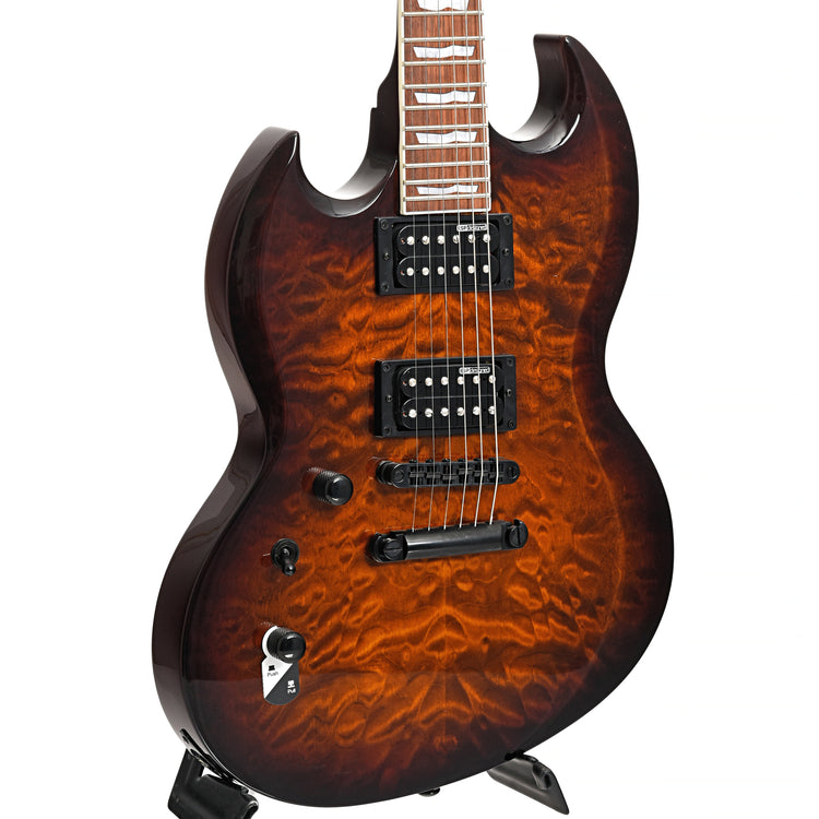 ESP LTD Viper-256 Quilted Maple Dark Brown Sunburst Electric Guitar, L