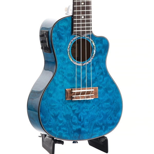 Lanikai Quilted Maple Blue Stain A/E Concert Ukulele & Case