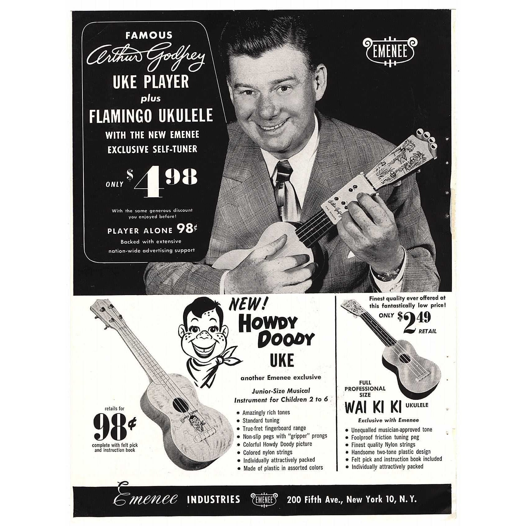 Emenee Ukulele Trade Advertisement (1950's) – Elderly Instruments