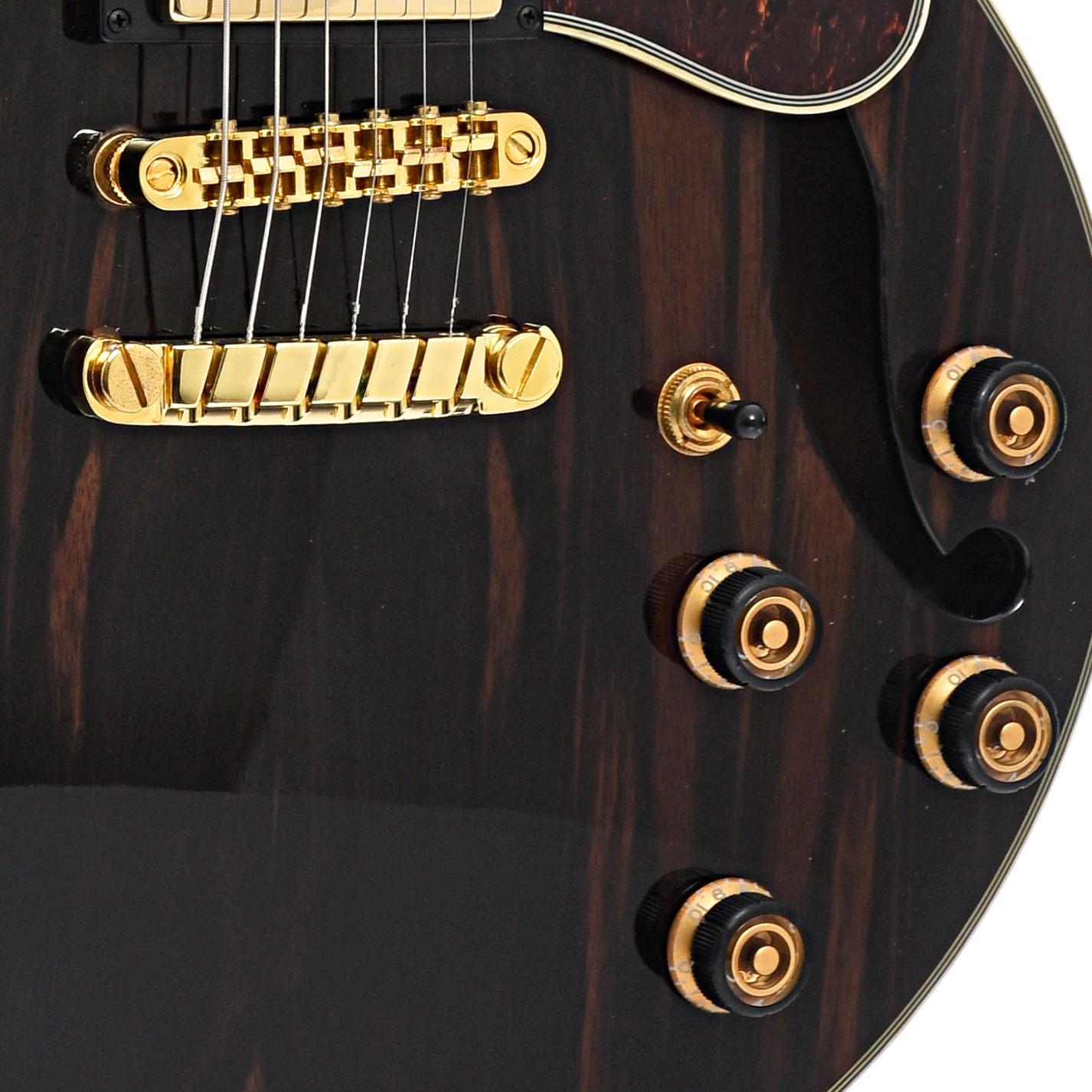 Bridge and controls of Ibanez Artcore Expressionist AM93ME Semi-Hollowbody Guitar, Natural