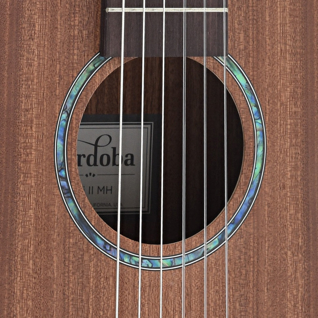 Soundhole of Cordoba Mini II MH Travel-Sized Guitar