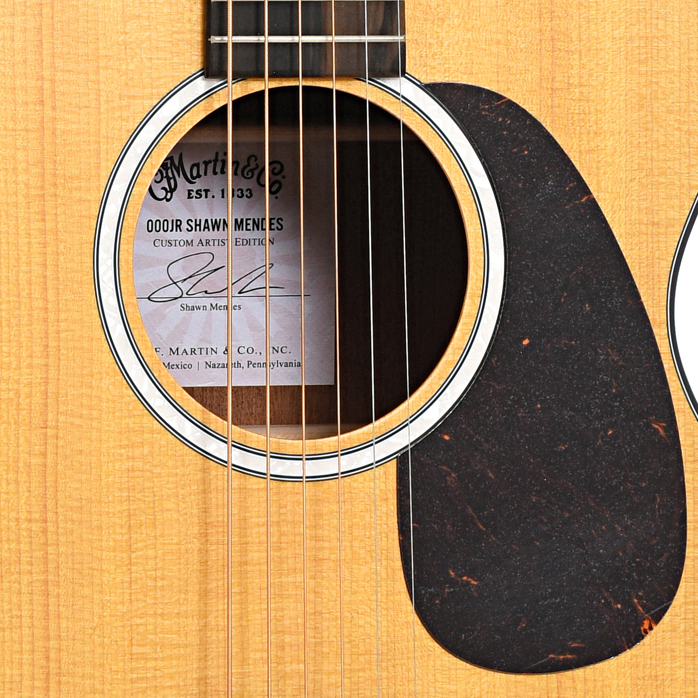 Sound hole of Martin 000Jr-10, 000 Junior Guitar