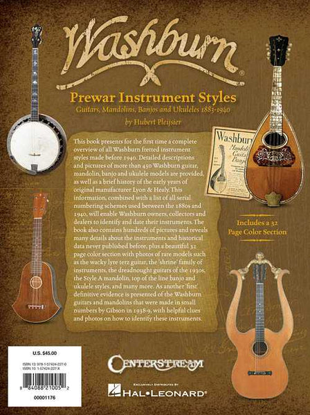 Washburn Prewar Instrument Styles - Guitars, Mandolins, Banjos and Ukuleles  1883-1940