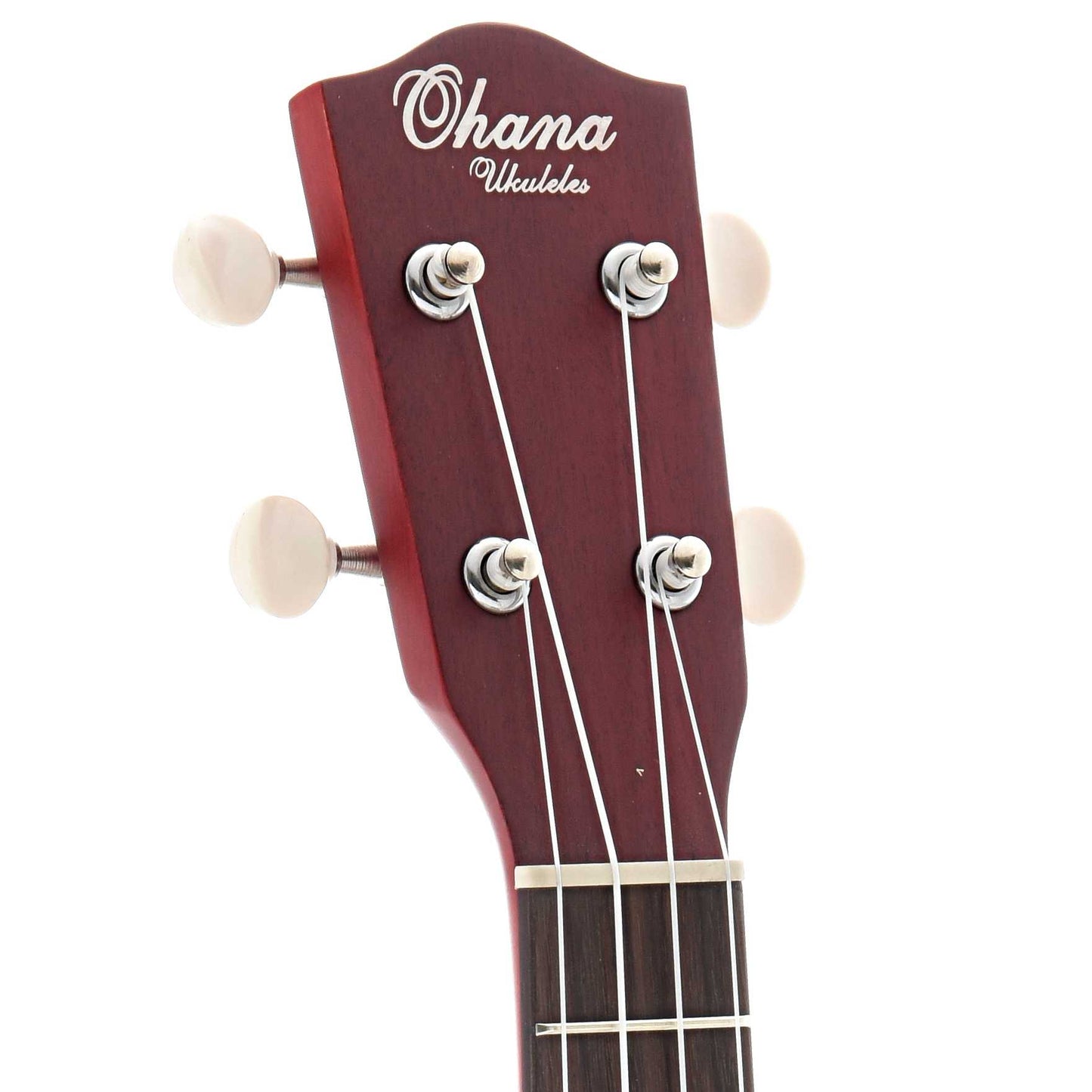 front headstock of Ohana SK-10 Soprano Ukulele, Red