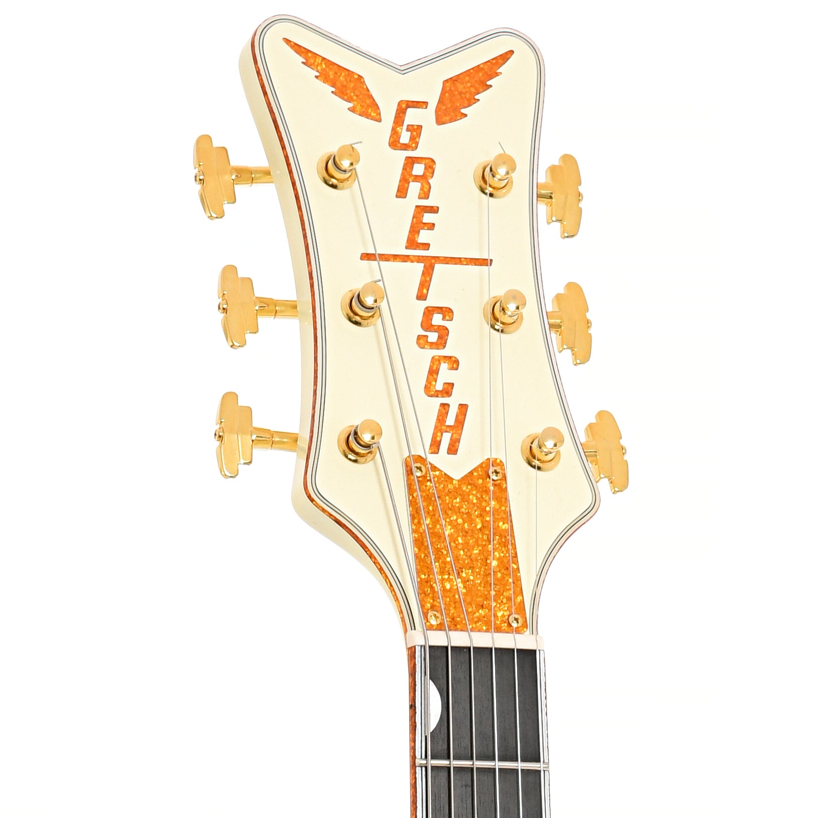 Front headstock of Gretsch White Penguin Reissue