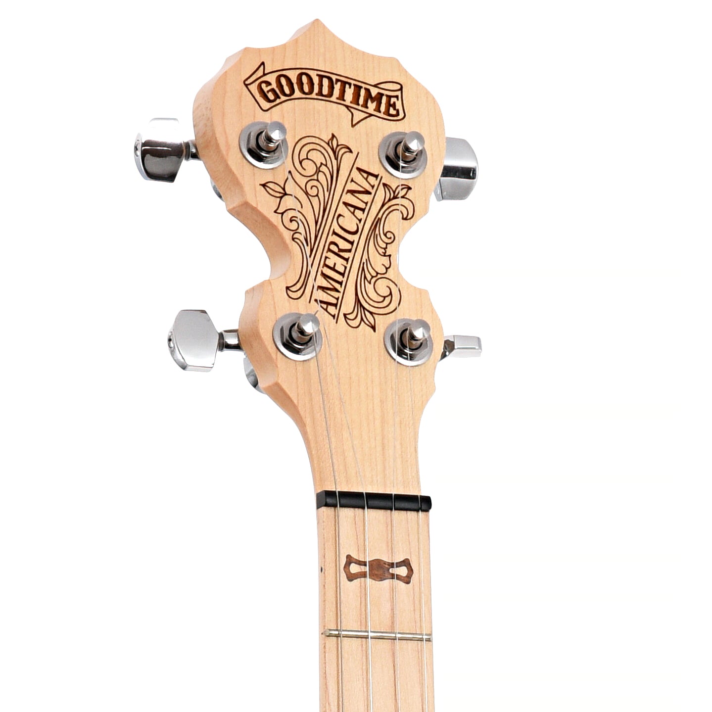 Front headstock of Deering Goodtime Open Back