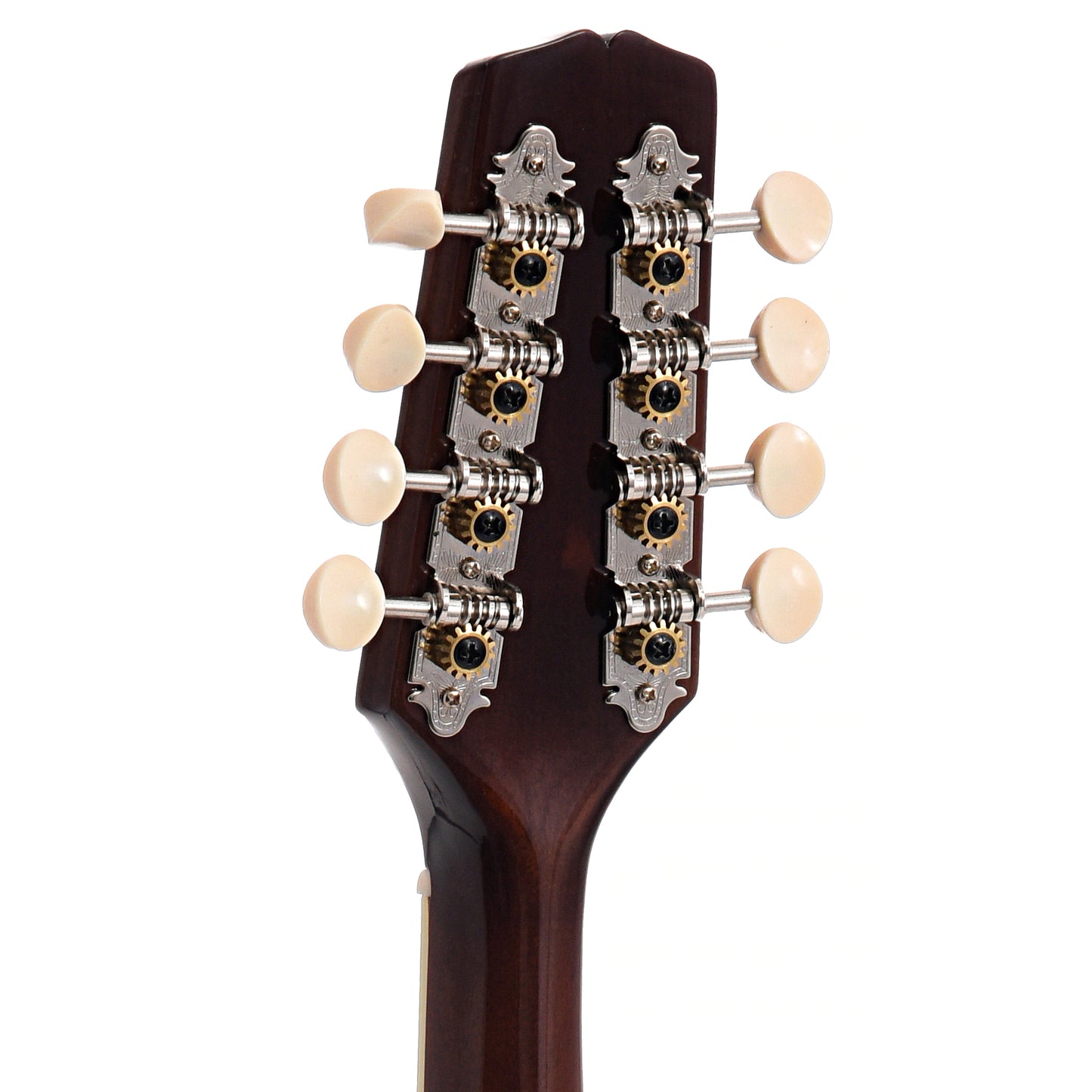 Back Headstock of Kentucky KM-276 Mandolin, A-Model, Oval Hole, Transparent Brown