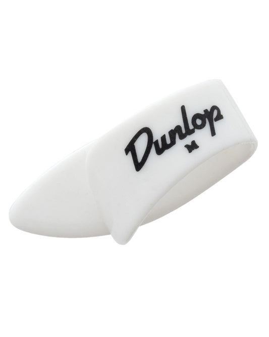 Front of Dunlop White Plastic Thumbpick, Medium