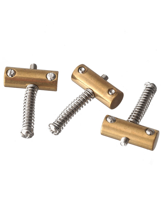 Image 1 of Allparts Brass Bridge Saddles, Vintage Telecaster Style, (3) with Screws and Springs - SKU# BP537 : Product Type Accessories & Parts : Elderly Instruments