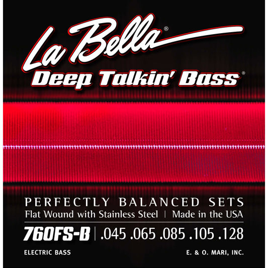 Front of La Bella 760FS-BS Flat Wound Short Scale 5-String Bass Strings