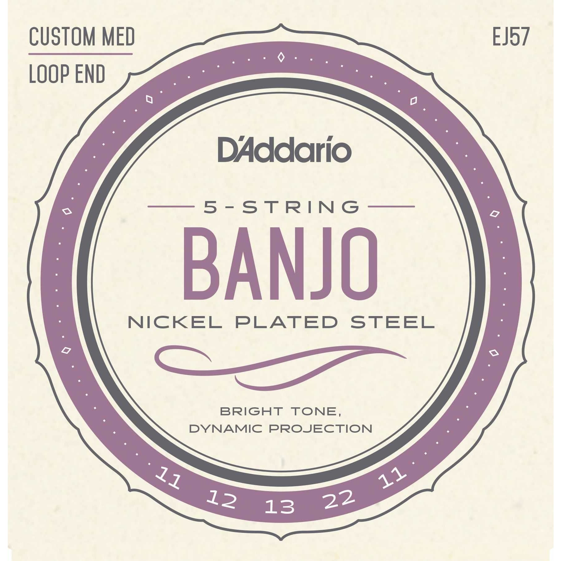 Image 3 of D'Addario EJ57 Nickel Plated Steel Custom Medium Gauge 5-String Banjo Strings - SKU# J57 : Product Type Strings : Elderly Instruments