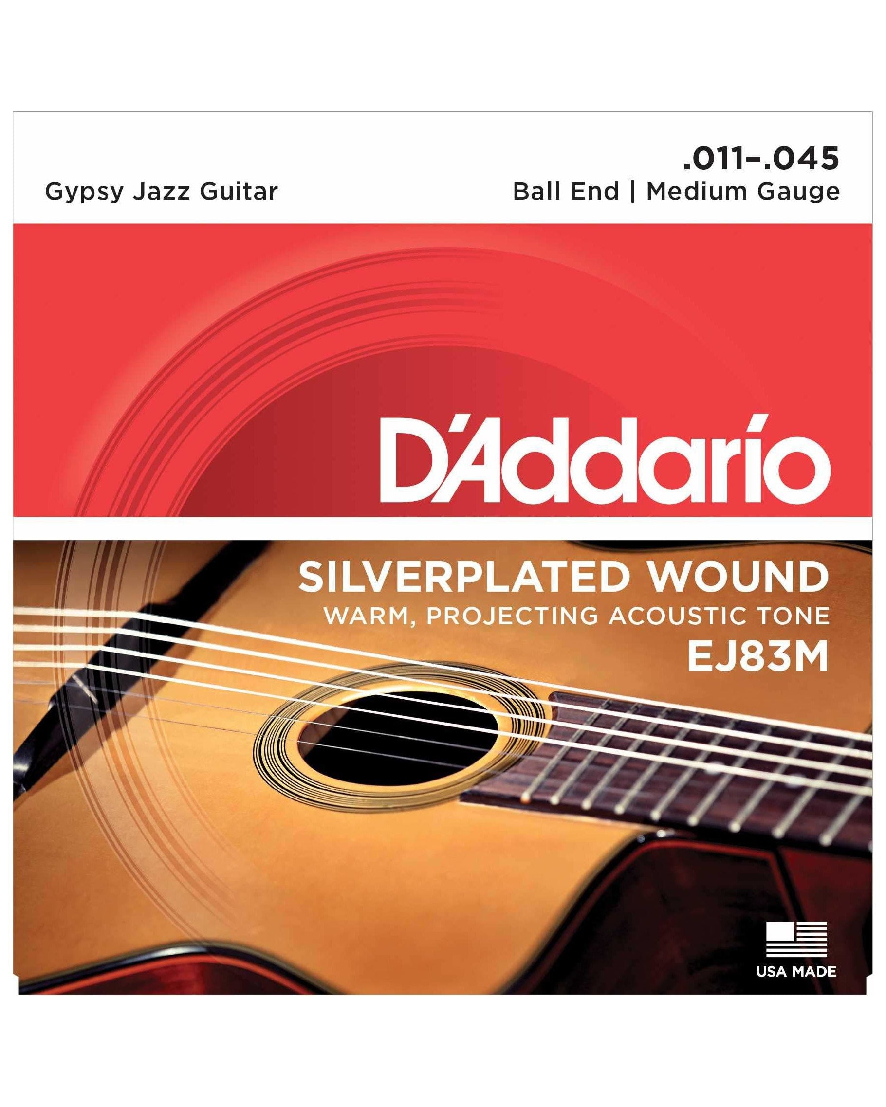 D Addario EJ83M Silverplated Wound Medium Gauge Ball End Gypsy Jazz Guitar Strings