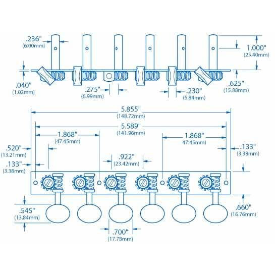 Vintage 12-String Guitar 6-on-Plate Plate Mounted Tuning Machine Pegs Cream Tops Butter Bean Shaped Slotted Peghead Ref. high quality 22808