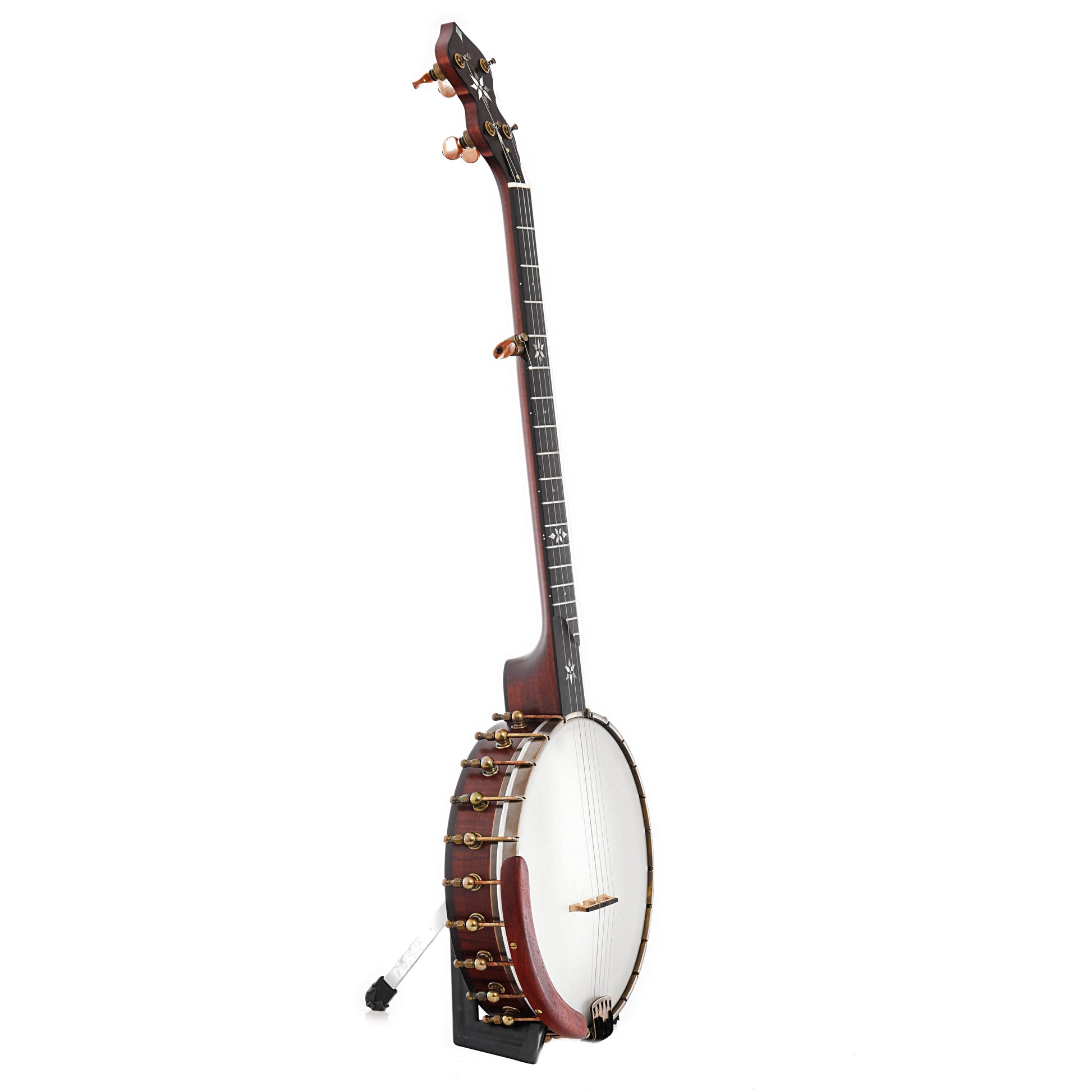 Side of  Ome Mira 11" Openback Banjo, Curly Maple, Tubaphone Tone Ring