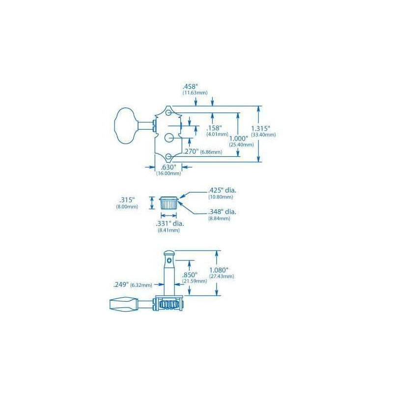 Waverly Nickel Tuning Gears, Set/6, Butterbean Buttons – Elderly Instruments